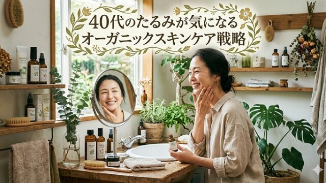 スキンケアをする40代女性