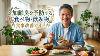 ５０代男性が食事している画