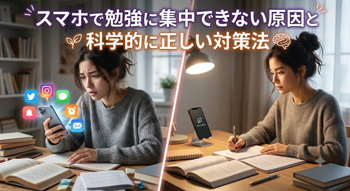勉強に集中できない女性